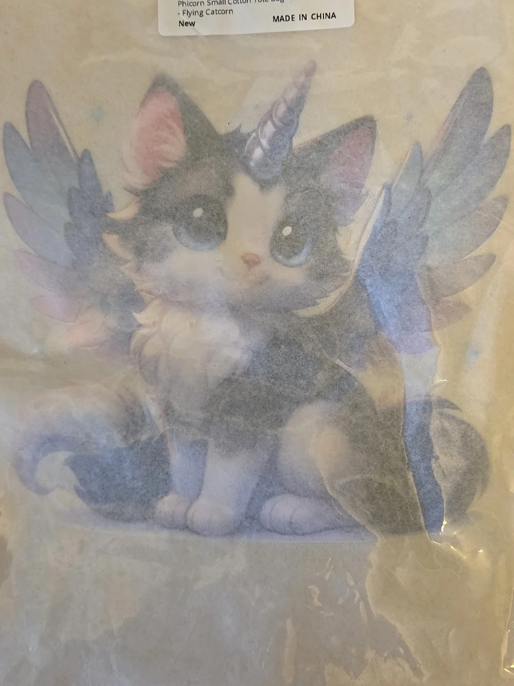 Printed 15 x 16 in cotton tote bag with whimsical animal design for gifts NIB